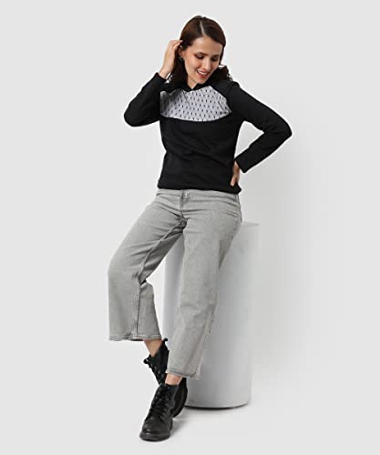 Image of PINACOLADA Women's Colorblock Sweatshirt with Ribbed Hem for Casual Wear | Low-High Neck | Long Sleeve | Button Closure | Cotton Sweatshirt Crafted with Comfort Fit for Everyday Wear