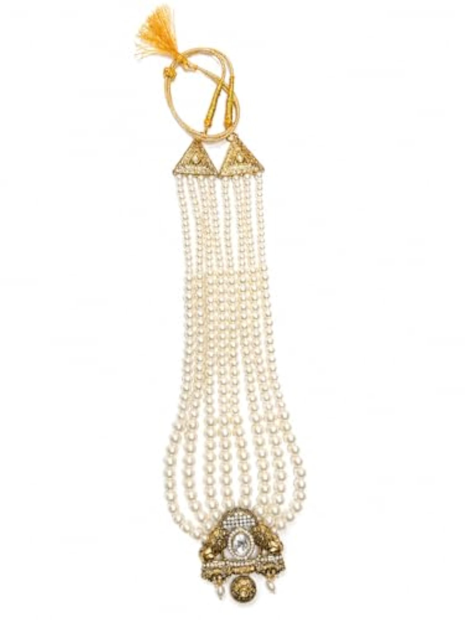 Men's Wedding Pearl Mala Necklace with Designer Pendant