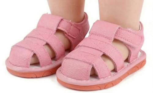 Image of Baby Boys Girls Squeaky Sandals Summer Closed-Toe Anti-Slip Premium Rubber Sole Toddler First Walkers Shoes