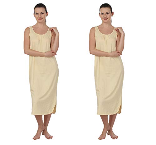 Image of BLAZON Women's Cotton Hosiery Solid Maxi Nighty Slip (Pack of 2) Available Sizes: S, M, L, XL, 2XL, 3XL, 4XL, 5XL