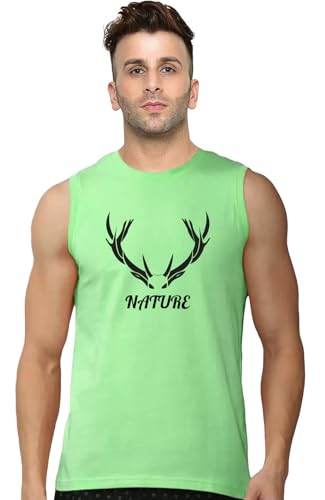 Image of Men's Sleeveless T-Shirt - 100% Pure Cotton, Nature Print - Comfortable Breathable Gym Tank Top