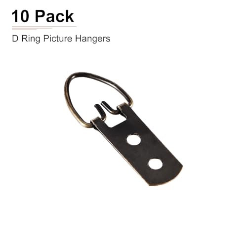 Image of DTGN 52mm x 20mm D Ring Picture Hangers Picture Frames Hanging Hanger - 10 Pcs - Good for Hanging Paintings - Picture Frame Hook Photos - Bronze Tone