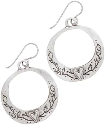 Let Love Grow Hoop Earrings (Pewter) by Lisa Leonard Designs Etch...