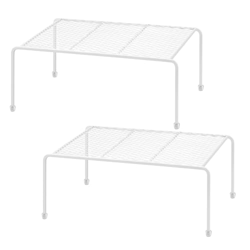 ROFAY Kitchen Cupboard Organiser-2 Pack Metal Wire Storage Shelf Insert Rack for Kitchen Countertop, Pantry, Cabinet, Fridge