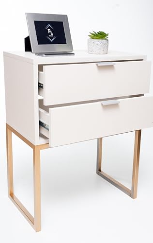 Mesa De Cabeceira Industrial ECO 40 COM 2 GAVETAS BASE DOURADA - Enviamos MONTADO
