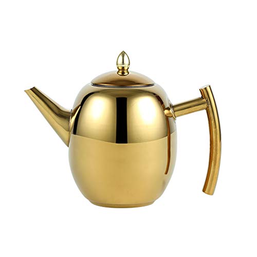 OnePine Teekanne Edelstahl 1.5 Liter, Kaffeekanne mit Filter, Teebereiter für Losen Tee, Spülmaschinenfest (Gold)