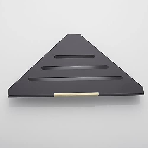LUUYYI Bathroom Shower Shelf Corner Caddy Floating Shelves Black Gold Triangle Wall Mounted Cosmetics Shampoo Organizer Draining Rack