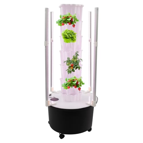 FENGLY Hydroponik Turm Kit 6 Etagen 36 Löcher Hydroponic Tower Tower Grow System Kit Garden Pflanzturm mit Hydratationspumpe und 40L Wassertank Hydroponisches Anzuchtsystem für Obst und Gemüse