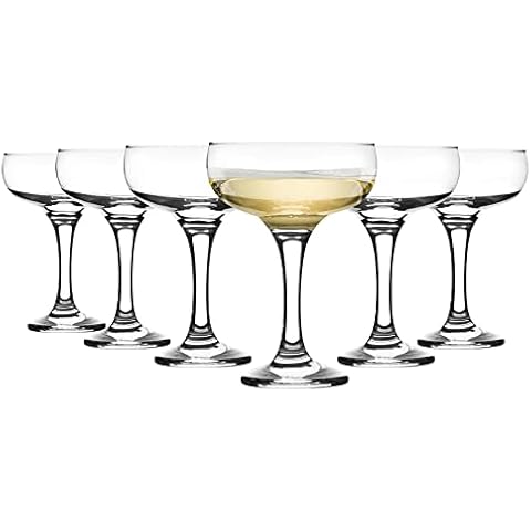 6x 235ml Champagne Saucers - Vintage Classic 20s Gatsby Art Deco Coupe Party Glass Saucer Espresso Babycham Drinking Glasses - Dishwasher Safe by Rink Drink Cover