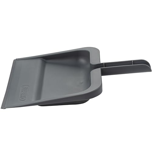 Image of Superio Clip-On Dustpan with Rubber Lip - 10-inch Wide Durable Plastic Dust Pan with Comfort Grip Handle, Lightweight Multi Surface, Heavy Duty, Easy Sweep Broom Gray