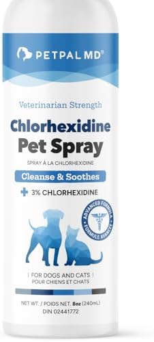 ChIorhexidine Spray by PetPal | with Aloe & VIT-B5 Panthenol, HOCL | Hot Spot, Itch, Wound Care for Dogs and Cats | Relieves Itch, Rashes, Sores, Scrapes, Skin | (8 fl oz / 240mL)