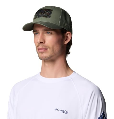 Image of Columbia Unisex Unisex PFG Fish Flag Mesh Snap Back Hat, Cypress /Tobacco Deltahunter Fish Flag, One Size