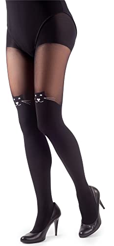 NOQ Collants imitation mat Semi Sheer pour femme sexy Motif cuissardes Bureau Date à motifs, I à Individual Nero, L Cover