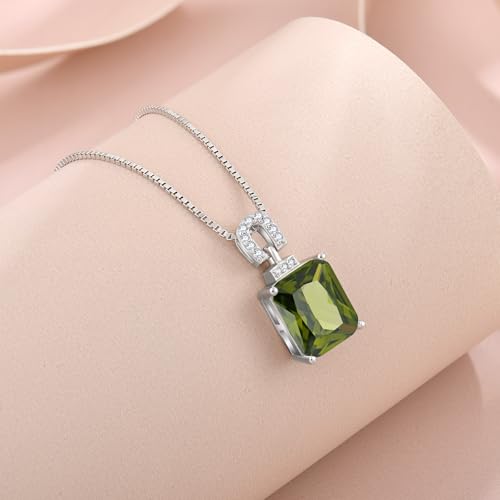 Emerald Cut Necklace 925 Sterling Silver Baguette Birthstone Pendant Necklace Jewelry Gifts for Women3