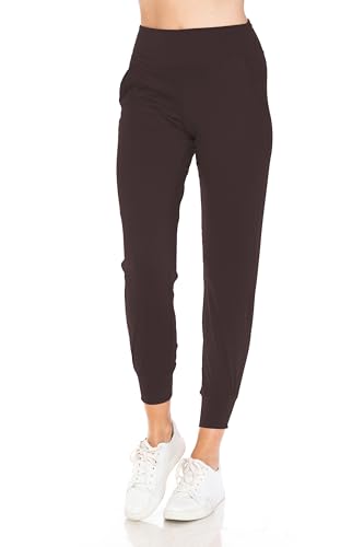 Leggings Depot ActiveFlex Jogger Yoga Pants Athletic Sweatpants (Full Length, Brown, Small) - Thumbnail 7