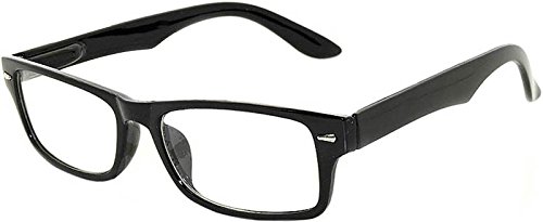 OWL Retro Fashion Non Prescription Fashion Glasses Narrow Rectangular Black Frame Eyeglasses Clear Lens