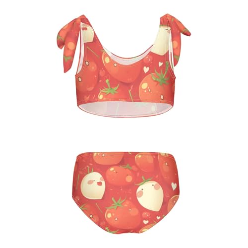 KLL Tomatoes Red Girl Two Pieces Bikini Sets Quick-Dry Swimsuits Swimwear Cute Shoulder Strap2