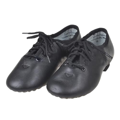 YGSGJSP Zapatillas de Ballet Zapatos De Baile Suaves Negros Y Marrones, Zapatos De Jazz For Hombres Y Mujeres, Zapatos De Baile De Fiesta De Jazz, Zapatillas De Deporte(Black Leather,11)