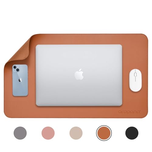 Image of AROPANA Anti-Slip Extended Mouse Pad 60x35cm | PU Vegan Leather Desk Mat | Large Computer Desk Protector Pad with Suede Base for Keyboard, Laptop, Office & Home (Brown)