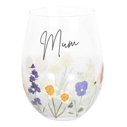 Something Different Wholesale Mum Wildflower Stemless Wine Glass - British Countryside Floral Design, Ideal for Mother's Day, Summer Sunshine Decor, Glassware - Wildflower Range Something Different Wholesale Mum Wildflower Stemless Wine Glass - British Countryside Floral Design, Ideal for Mother's Day, Summer Sunshine Decor, Glassware - Wildflower Range