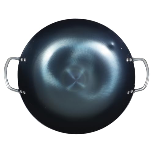 Wok tradicional chino de hierro con doble asa y diseño ergonómico miniatura 1