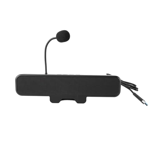 Plyisty Altavoz para Computadora con Micrófono Desmontable, Altavoz para PC de Escritorio con Alimentación USB con Control de Volumen y Silenciamiento de una Tecla, Diseño de Abrazadera