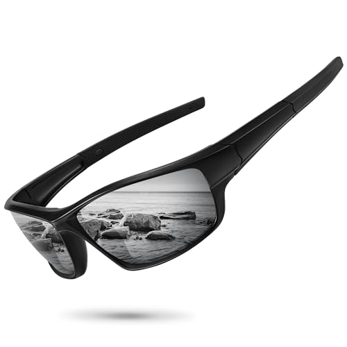 Image of Polarized Sports Sunglasses for Men Women Driving Cycling Fishing Wrap Around Sun Glasses UV400 Protection