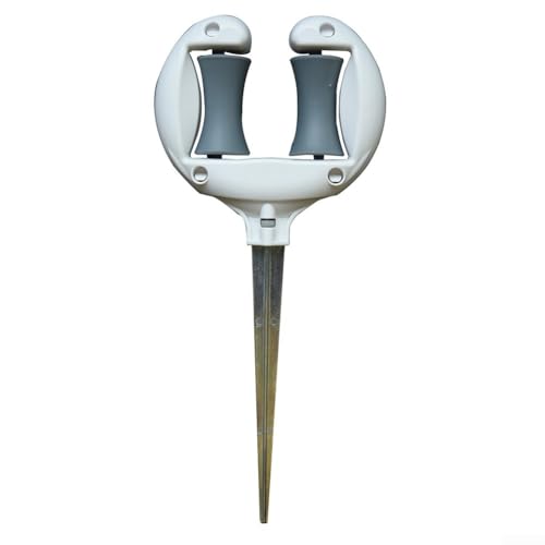 Guide de tuyau d'arrosage multifonction, piquets en métal avec système de pointe et rouleau (blanc)