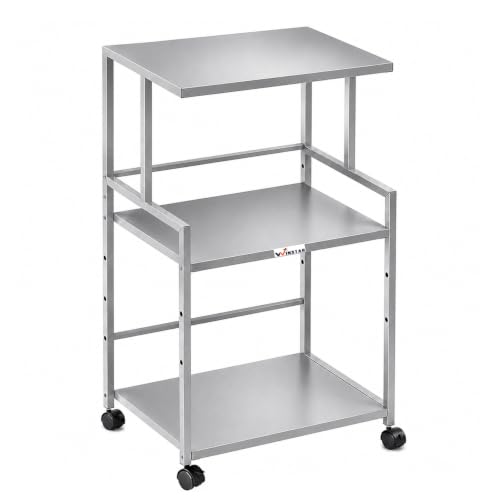 Image of WINSTAR Printer Stand, Solid & Sturdy, Modern Contemporary Look, Space Saving, Made in India (Silver, 3 Tier)