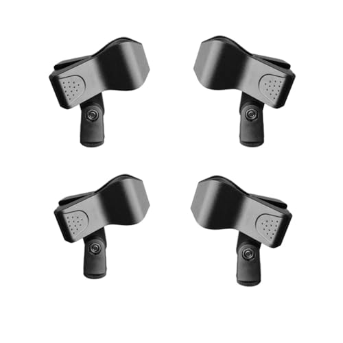 Acrylic - Lot de 4 pinces de microphone, support de microphone universel, noir, pour réunions de scène, voix en direct, KTV, microphone sans fil, 5/8 pouce