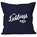 MoonWorks Kissenbezug Lieblingsplatz Geschenk Kissen-H?LLE Deko-Kissen 40x40 Baumwolle, Lieblingsplatz - Navy, unisize