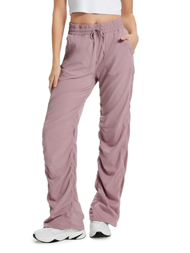 Yogipace Petite Womens Lightweight Straight Leg Dance & Studio Pants Wrinkle-Resistant Travel Pants UPF 50+ 28 Pink Size XS