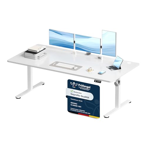 Devoko Elektrisch Höhenverstellbarer Schreibtisch 180 x 80cm, Stabiler Schreibtisch Höhenverstellbar Tisch, Steh-Sitz Bürotisch, Computertisch mit Memory-Funktion, Stehpult, Standing Desk, Weiß