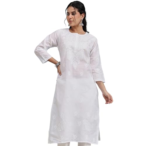 Image of Ada Hand Embroidered Lucknowi Chikankari Cotton Kurta for Women A133488