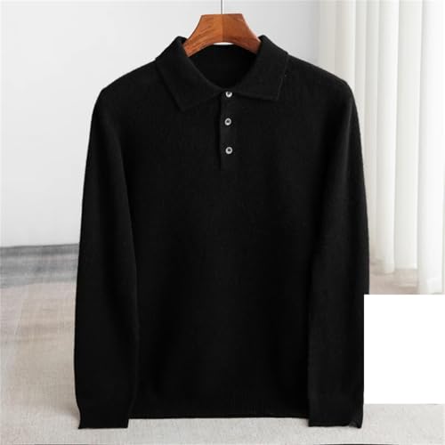 Kelsiop Men's Lapel Merino Wool Sweater Winter Knitted Business Casual Long Sleeved Wool Sweater Pullover4