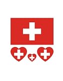 ZPDNURZL 10 Sheets Switzerland Flag Tattoos Stickers 40 Pcs Waterproof Sweat Sports National Flag Removable Fake Tattoos