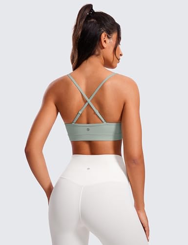 Image of CRZ YOGA Butterluxe V Neck Sports Bras | Light Support, Removable Pads, Yoga, Extremely Soft, Square Back, Adjustable Spaghetti Straps, for Women