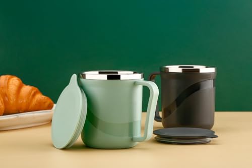 Image of XMART India Insulated Stainless Steel Coffee Mug with Lid - 300ml Double Wall Tea & Milk Mug for Travel, Home, Office, Restaurant Stylish, Leakproof, Drinkware Gifts for Woman,Man (1, Pista)
