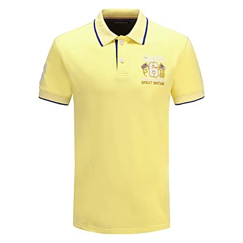 Extreme Pop Mens Polo Shirts Short Sleeve Cotton Pique T-Shirt Embroidery 4 Colours UK Stock (XL, Yellow) Cover