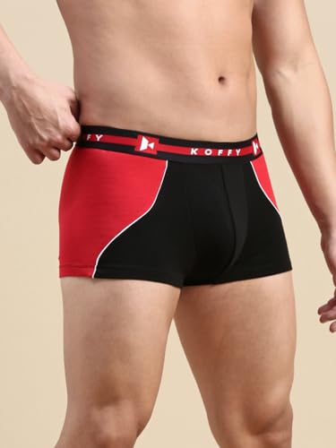 Image of KOFFY Pliable Cotton Modal Colorblocked Mini Trunk with Seamless Waistband