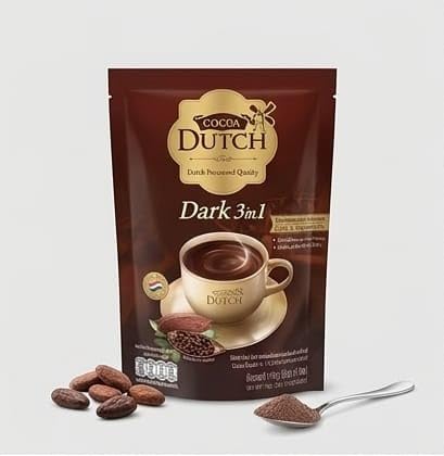 Cocoa Dutch Dark 3 in 1 Instant Cocoa Mix, Chocolate Flavour, Powder Form, BY FEBORA, Dutch Processed, 110g Resealable Pouch-image-36