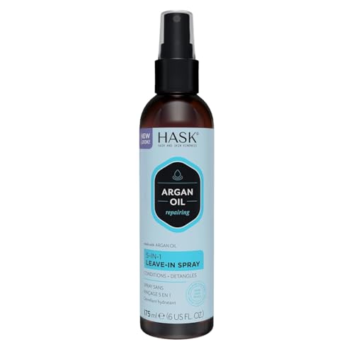HASK Argan Oil Repairing 5-in-1 Leave-In Conditioner for all hair types, colour safe, gluten-free, sulfate-free, paraben-free - 1 175 mL Bottle
