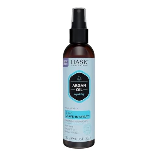 HASK Repairing ARGAN OIL 5-in-1 Leave In Conditioner Spray for all hair types, color safe, gluten free, sulfate free, paraben free - 6 Fl Oz