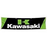 Bofanio Flag Compatible with Kawasaki Flag Banner Decor Motorcycle Racing 2x8ft Banner for Garage Man Cave Dorm Room