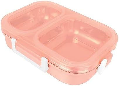 WARMEO Magic Stainless Steel Lunch Box for Kids & Adults, Suitable for Wet Food (Not Liquids) PUF Insulation Keeps Food Warm, BPA Free, 2 Compartments with Locking Lid and Steam Valve,(Pink)