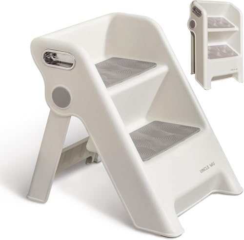 Seafront Foldable 2-Step Stool for Kids -Potty Seat Training Aid with Safety Handles,Durable - Perfect for Potty Training, Bathroom Sink,Kitchen Stand Stool & Bedroom Step Stool