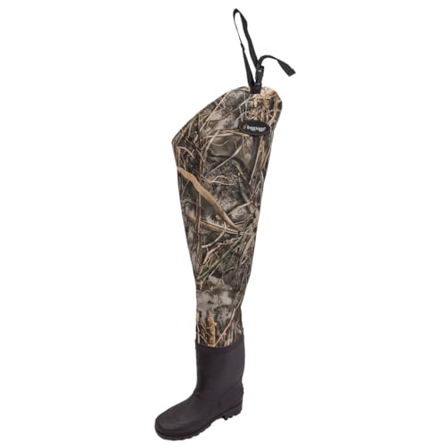 FROGG TOGGS Rana II Waterproof PVC Fishing Bootfoot Hip Wader for Fishing, Realtree Max-7 Cleated, 10