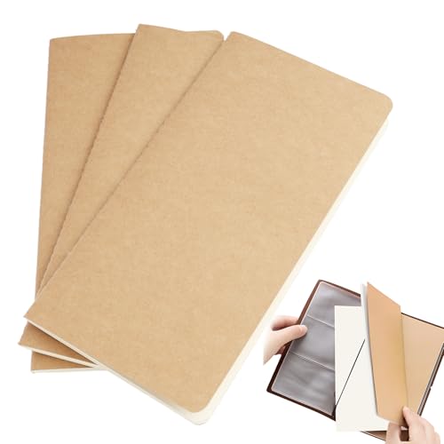 3PCS Insertos Cuadernos de Viaje 21cmx11cm, Papel en Blanco Inserciones de Cuero Recargas para Cuadernos de Viaje Diarios Y Agendas Diario de Viaje de Cuero