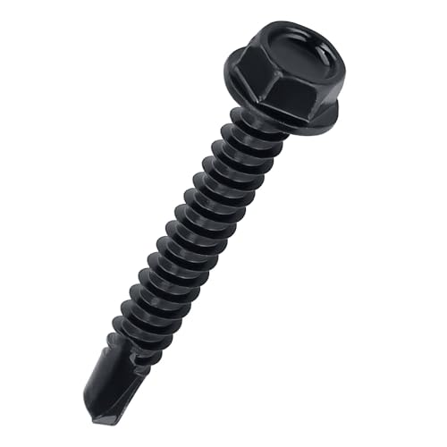 Vis autoforeuses à tête hexagonale Fayeploo pour fixer le métal sans pré-percer, inox oxyde noir