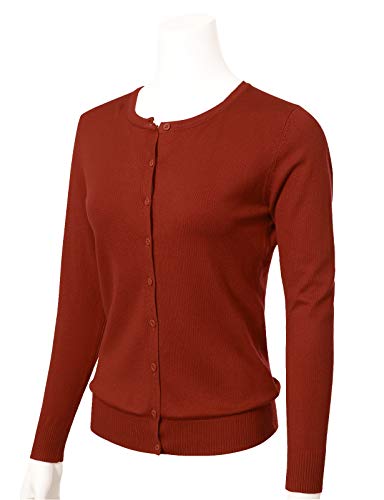 Image of Allsense Women's Long-Sleeve Crewneck Cardigan | Classic Button Down Sweater, Soft Fine Knit, Lightweight